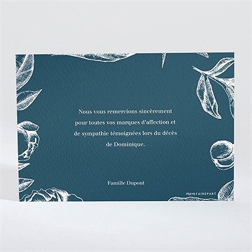 Remerciement décès feuillages buccoliques - Dos du carton