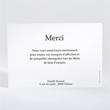 Remerciement décès songes - Dos du carton