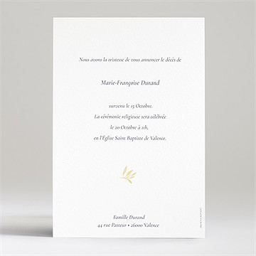 Faire-part décès fleur sauvage - Dos du faire-part