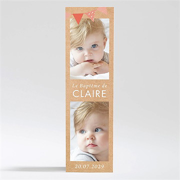 Faire-part de baptême kraft banderole magnet