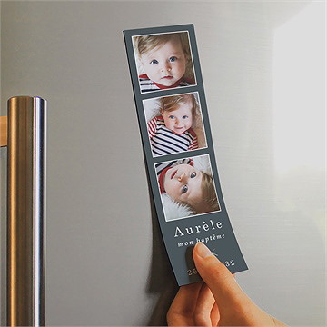 Faire-part de baptême ichthus magnet - Mise en situation