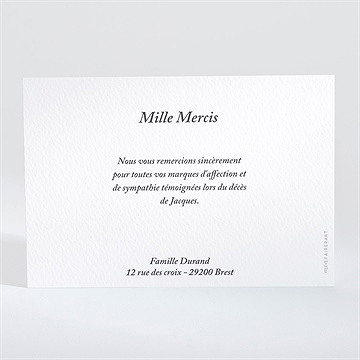 Remerciement décès simple elégance - Dos de la carte