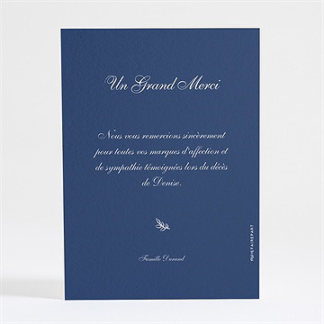 Remerciement décès douceur et harmonie - Dos de la carte