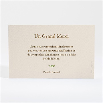 Remerciement décès douceur et foi - Dos de la carte