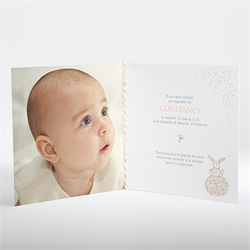 Faire-part de baptême petit lapin baptême - Intérieur du faire-part