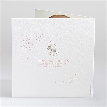 Faire-part de baptême petit lapin baptême - Dos du faire-part