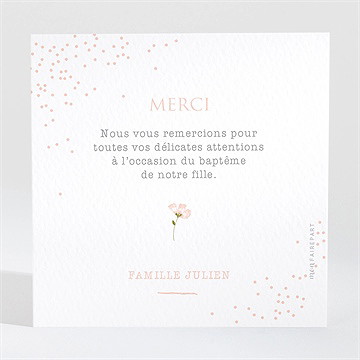 Remerciement baptême petit lapin baptême - Dos de la carte