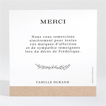 Remerciement décès sa présence - Dos du carte
