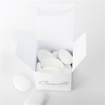 Boîte de dragées baptême mon petit marque page - Intérieur de la boîte