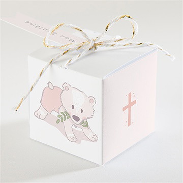 Boîte de dragées baptême mon petit marque page - Dos de la boîte