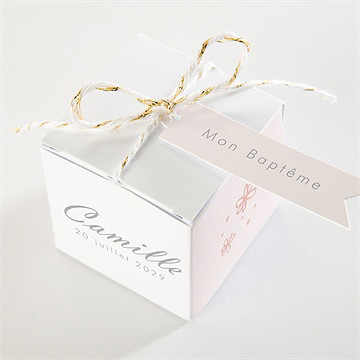 Boîte de dragées baptême mon petit marque page - Dessus de la boîte