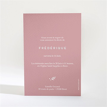 Faire-part décès ses dates - Dos du faire-part