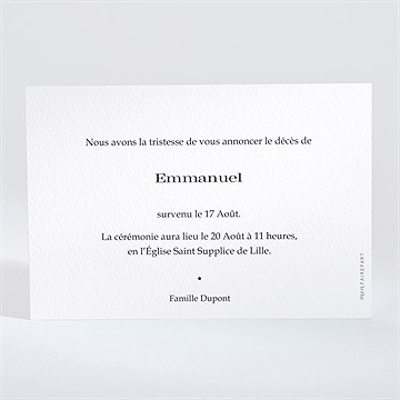 Faire-part décès sa joie - Dos du faire-part