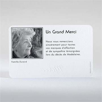 Remerciement décès son initiale argentée - Dos de la carte
