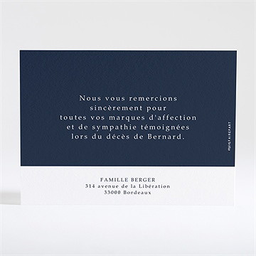 Remerciement décès son beau sourire - Dos de la carte