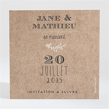Save the Date mariage kraft en folie - Dos du save the date