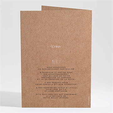 Livret de messe mariage kraft vintage - Dos du livret