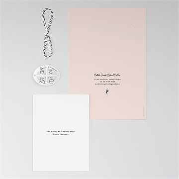 Faire-part mariage dites-le avec des fleurs - Vue d'ensemble verso
