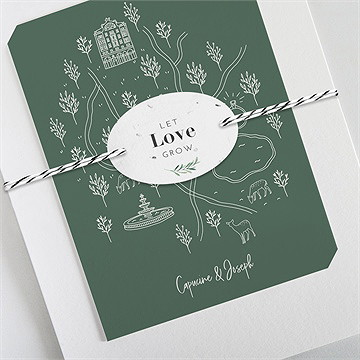 Faire-part mariage trésor en médaillon - Détail du faire-part