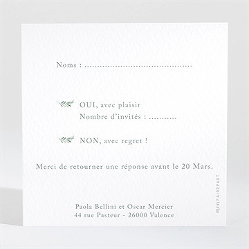 Carton réponse mariage semer notre amour - Dos du carton