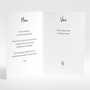 Menu mariage trésor en médaillon - Intérieur du menu
