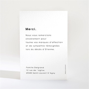 Remerciement décès hommage tout en image - Dos de la carte