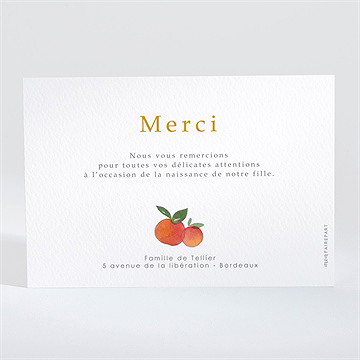 Remerciement naissance petits agrumes - Dos de la carte
