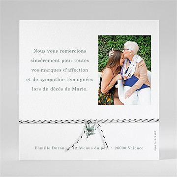 Remerciement décès merci pour elle ensemencé - Dos de la carte