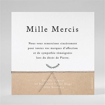 Remerciement décès souvenirs ensemencé - Dos de la carte