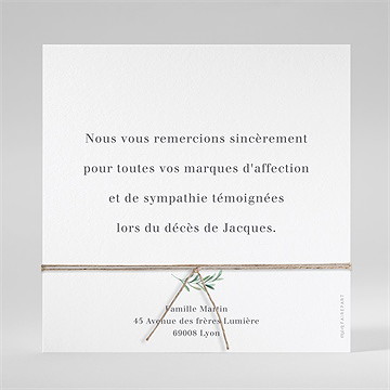 Remerciement décès memento ensemencé - Dos de la carte