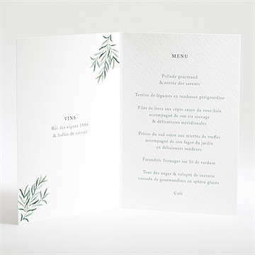 Menu mariage semer notre amour - Intérieur du menu