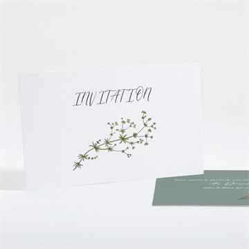 Carton d'invitation mariage gravure champêtre étiquette