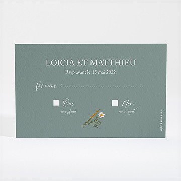 Carton réponse mariage gravure champêtre - Dos du carton