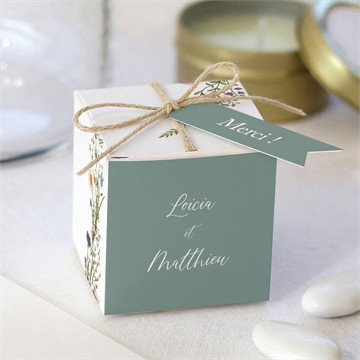 Boîte de dragées mariage gravure champêtre