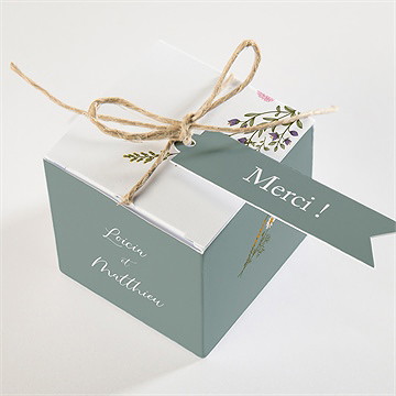 Boîte de dragées mariage gravure champêtre - Dessus de la boîte