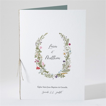 Livret de messe mariage gravure champêtre étiquette