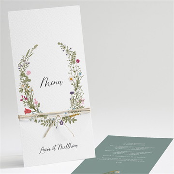 Menu mariage gravure champêtre