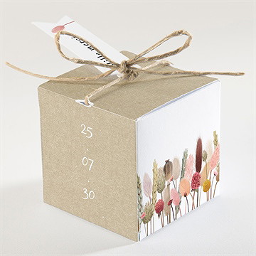 Boîte de dragées mariage notre bouquet champêtre - Dos de la boîte