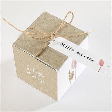 Boîte de dragées mariage notre bouquet champêtre - Dessus de la boîte