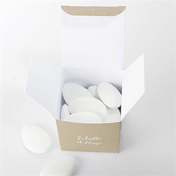 Boîte de dragées mariage notre bouquet champêtre - Intérieur de la boîte