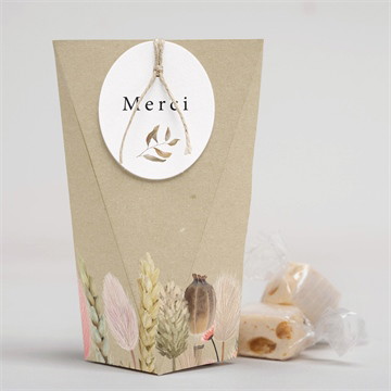 Boîte surprise mariage bouquet champêtre ficelle