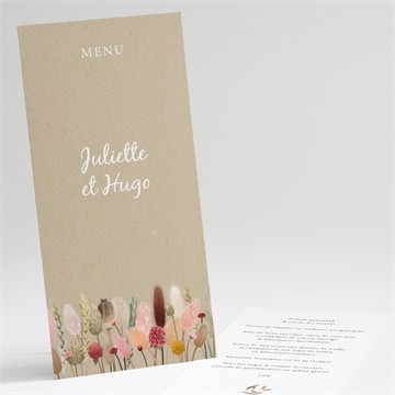 Menu mariage bouquet champêtre ficelle