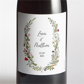 Etiquette de bouteille mariage gravure champêtre