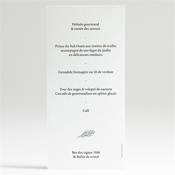 Menu mariage so let love grow - Dos du menu