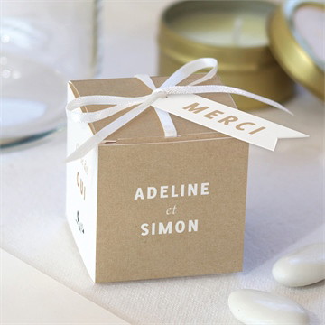 Boîte de dragées mariage champêtre et poésie