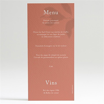 Menu mariage coming soon - Dos du menu