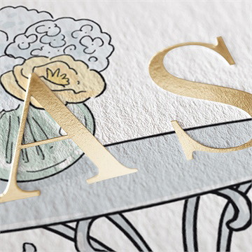 Faire-part mariage guinguette - Marquage à chaud OR