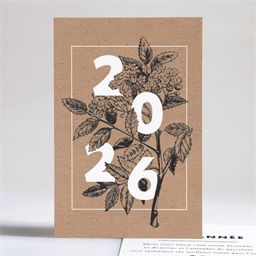 Carte de voeux jolie gravure végétale