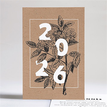 Carte de voeux jolie gravure végétale