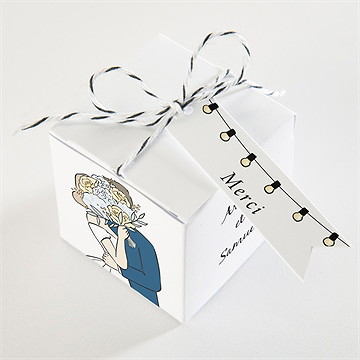 Boîte de dragées mariage guinguette - Dessus de la boîte